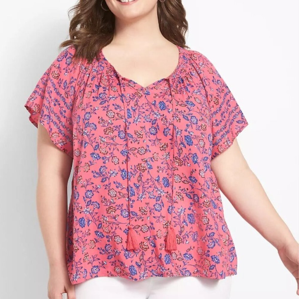 Lane Bryant Women's Classic Short-Sleeve Split-Neck Top - 14/16